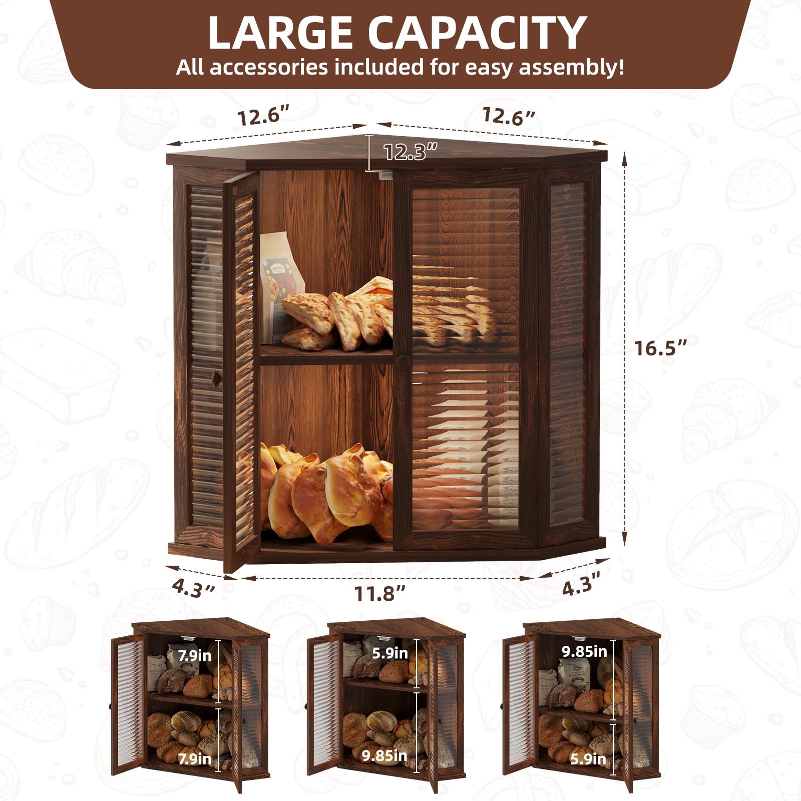 Aycarzcy Caja de Pan en Esquina, capacidad para 3-4 hogazas, organización para familias.