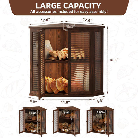 Aycarzcy Caja de Pan en Esquina, capacidad para 3-4 hogazas, organización para familias.