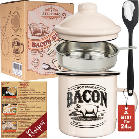 Ayerphalo contenedor de grasa con filtrador para bacon, fácil limpieza.