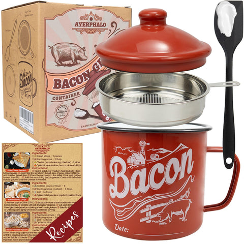 Ayerphalo Contenedor de grasa para tocino con colador, almacenamiento limpio y eficiente.