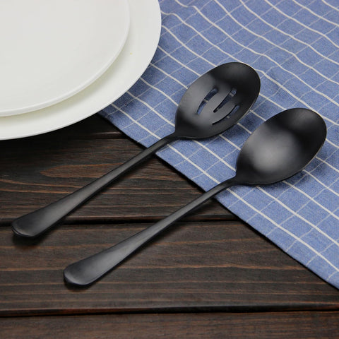 AYFDISHS cucharas servicio ranuradas negras para salsas y guarniciones.