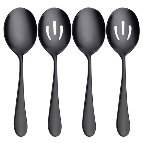 AYFDISHS cucharas de servicio negro en acero inoxidable, ideales para buffets.