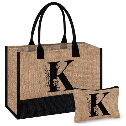 AYGE bolsa de yute con inicial personalizada para uso diario