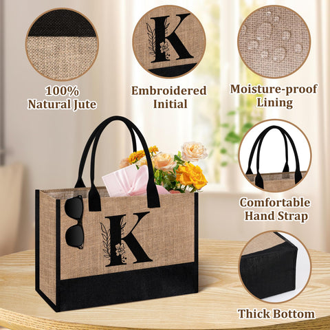 AYGE bolsa de yute con monograma inicial destacado