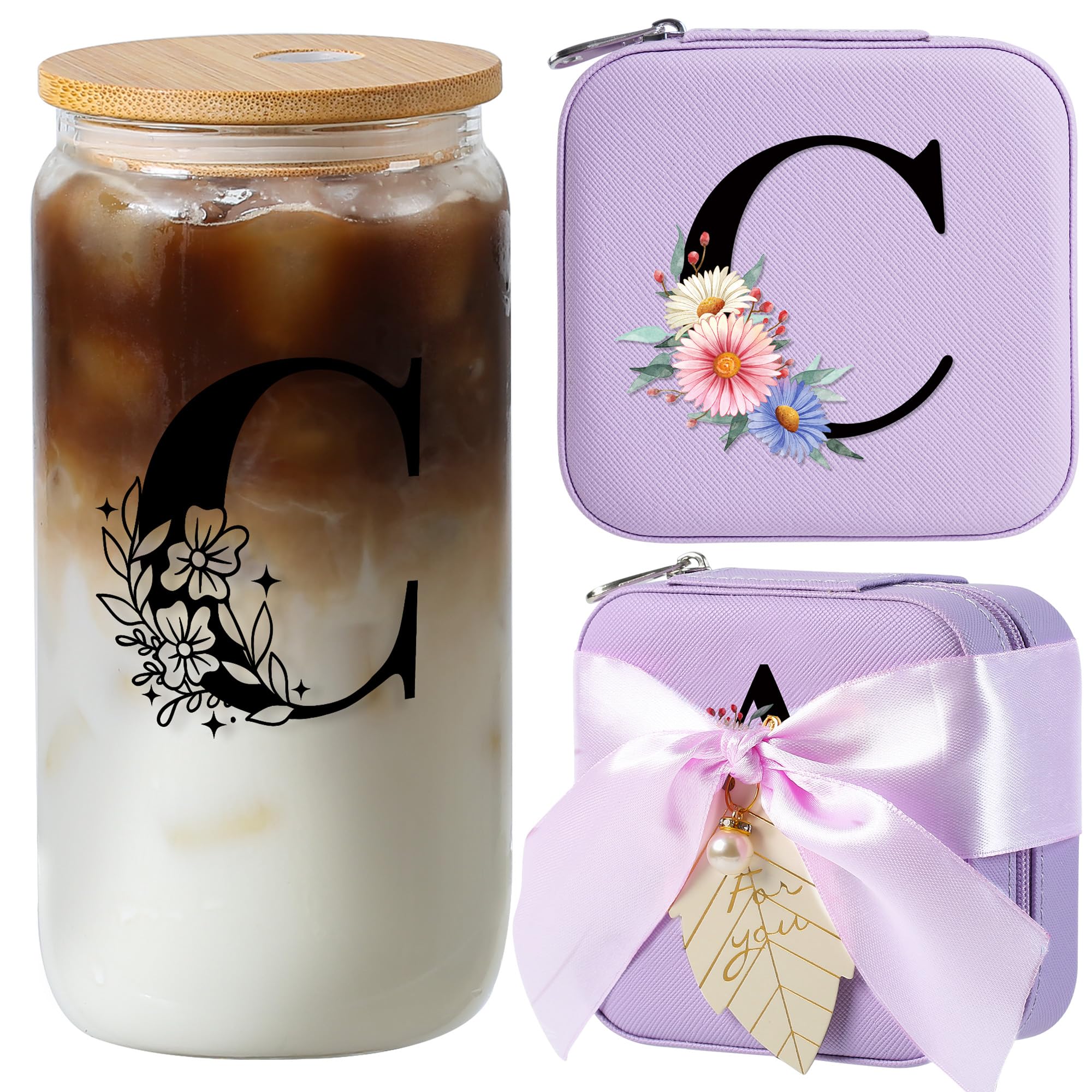 AYGXU caja inicial de joyas con motivos florales, organizada y protegida.