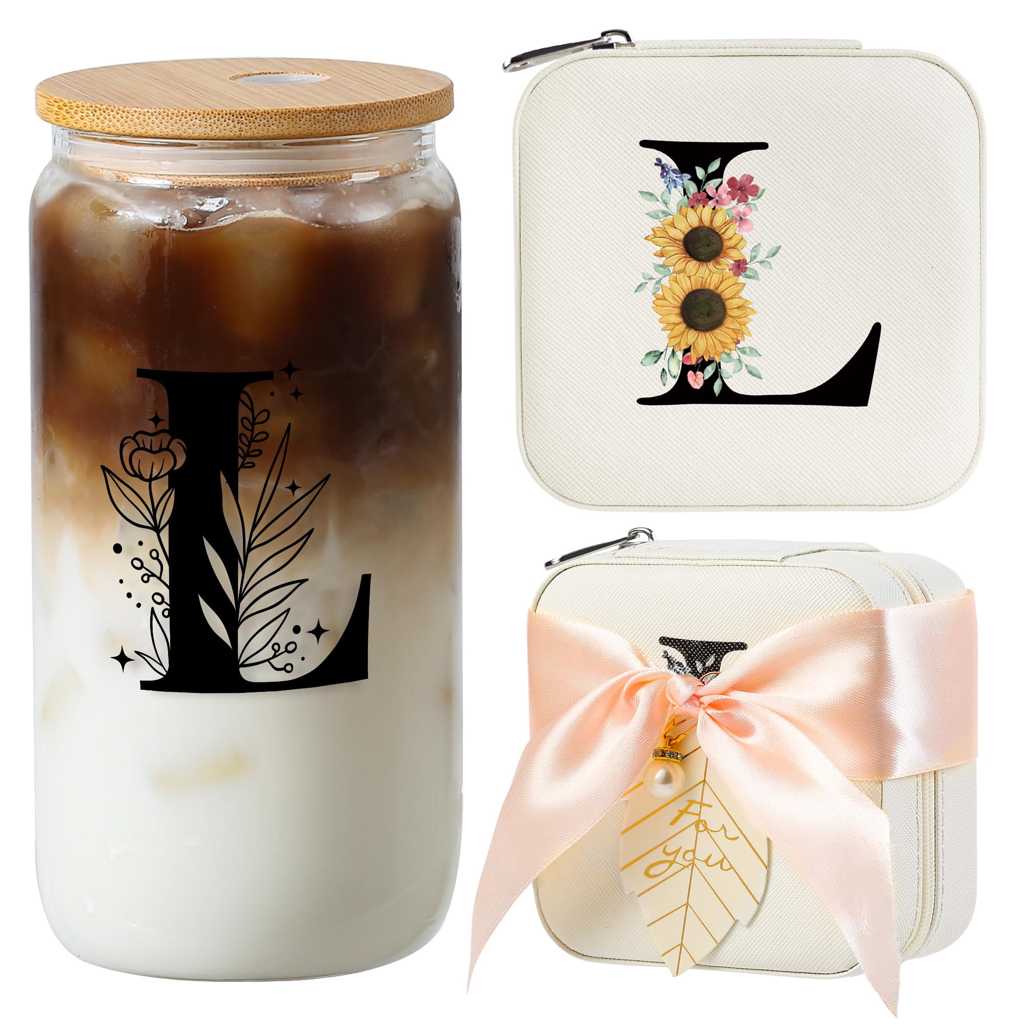 AYGXU caja inicial de cuero PU, guarda joyas con estilo y regalo personalizado