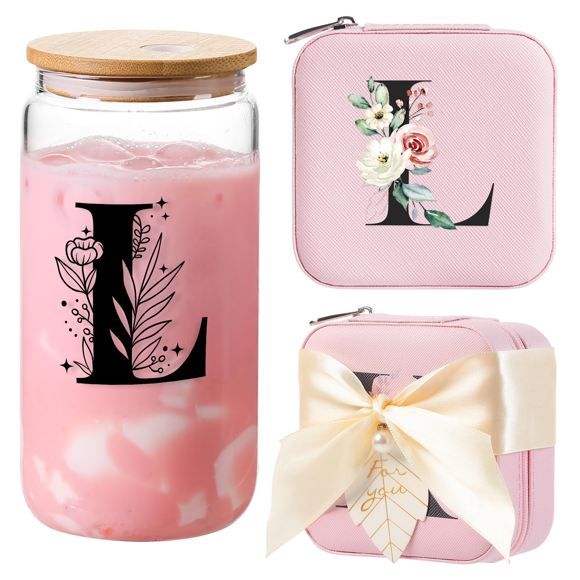 AYGXU caja joyería inicial personalizada con diseño de girasol, regalo único