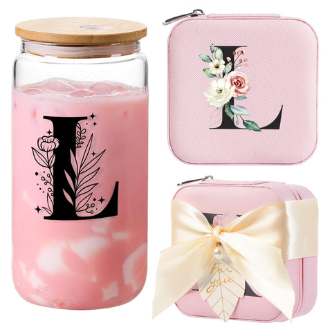 AYGXU caja joyería inicial personalizada con diseño de girasol, regalo único