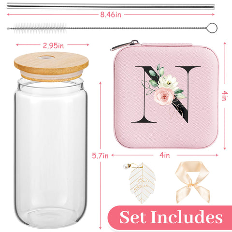 AYGXU caja joyería viaje monograma girasol, organización elegante para joyas.