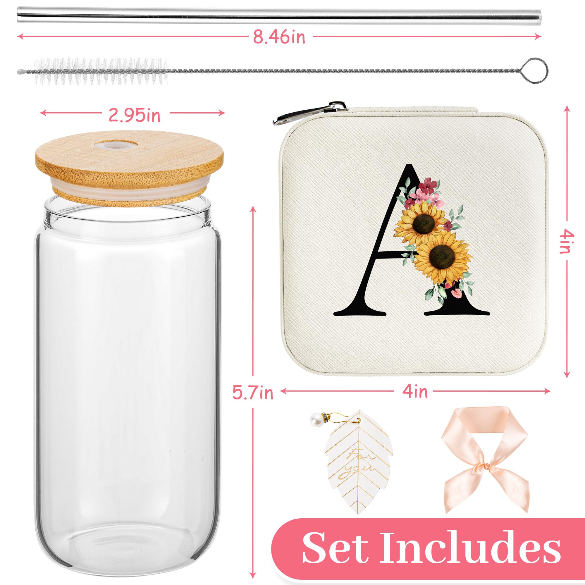 AYGXU diseño único, caja portátil con inicial y dibujo de girasol, regalo personalizado.