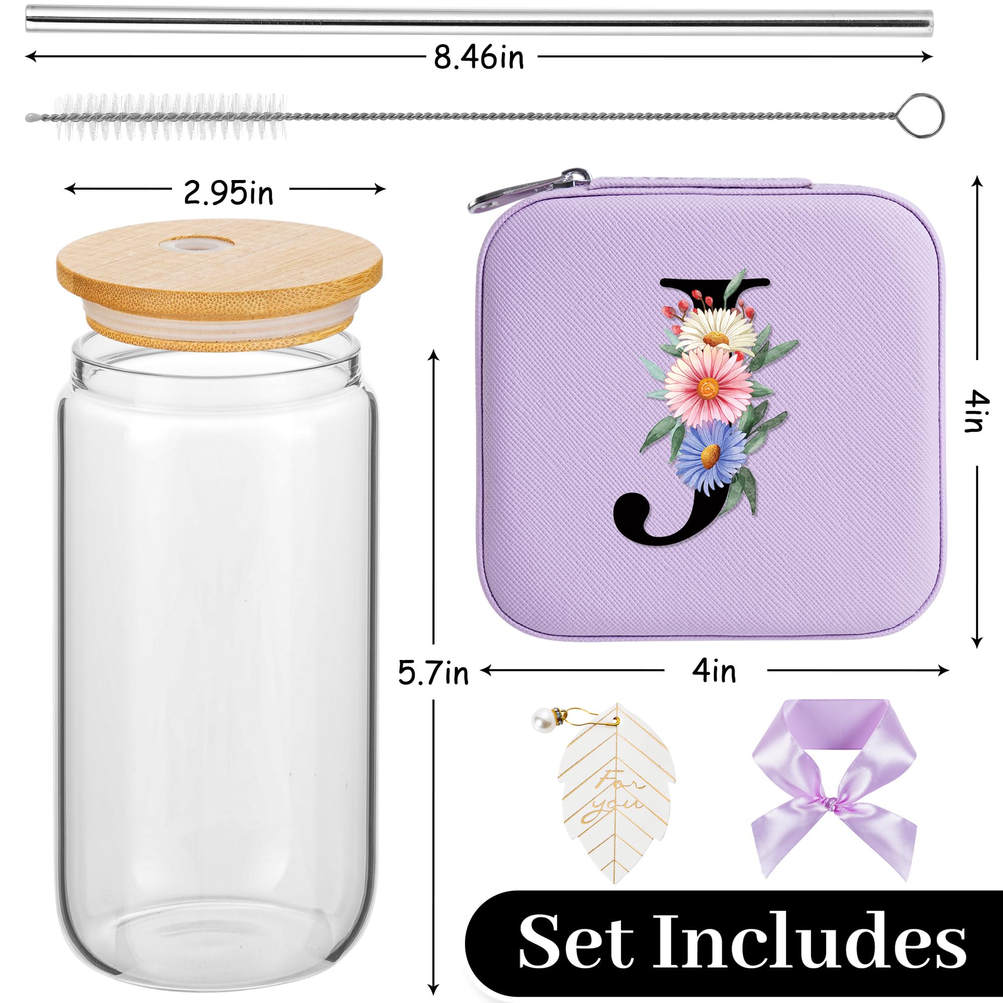 Estuche joyero AYGXU con inicial y diseño floral, organización elegante