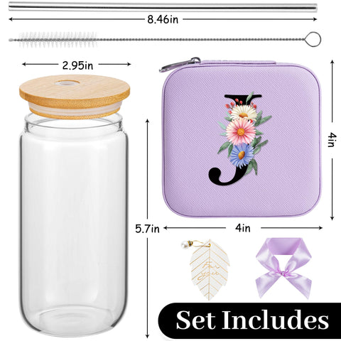 Estuche joyero AYGXU con inicial y diseño floral, organización elegante