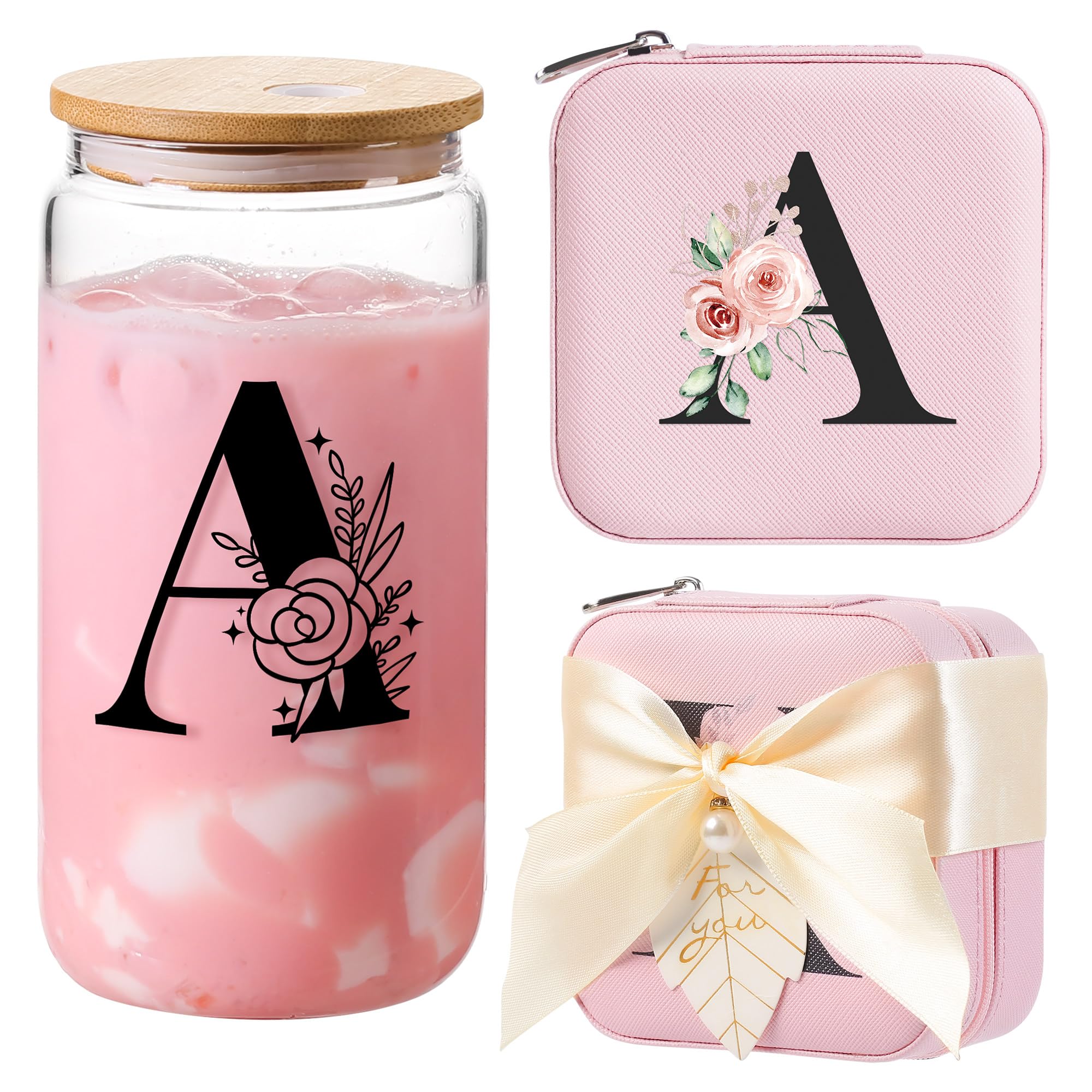 AYGXU Initia vaso de vidrio con tapa de bambú y pajilla, ideal para bebidas diarias