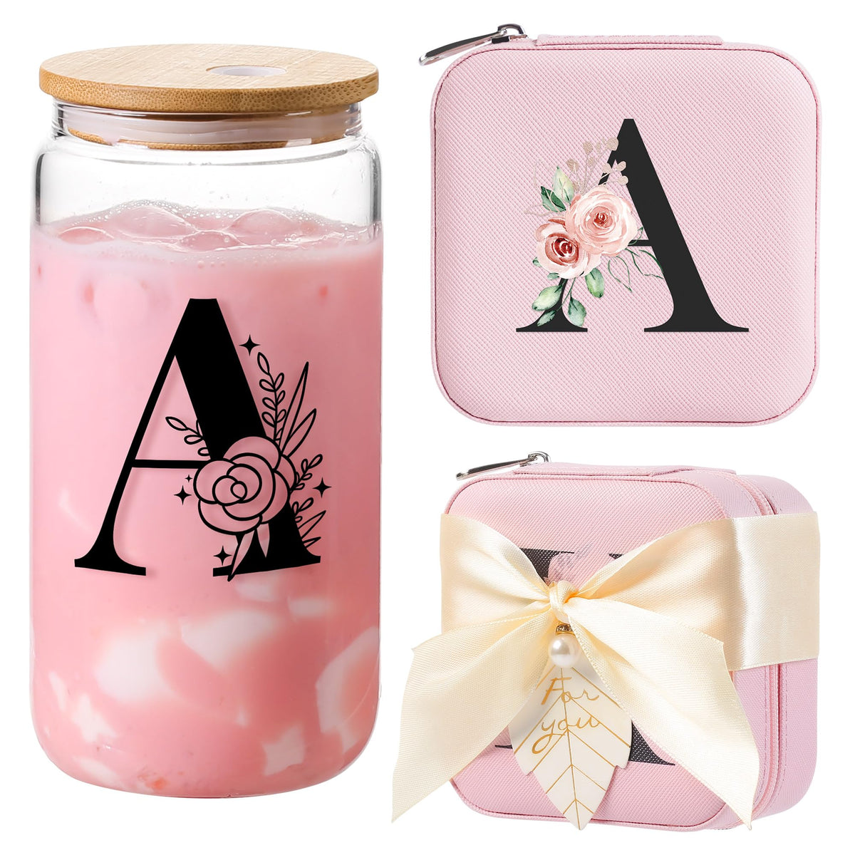 AYGXU Initia vaso de vidrio con tapa de bambú y pajilla, ideal para bebidas diarias