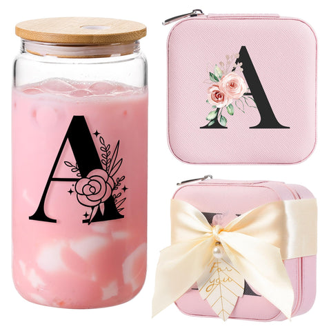 AYGXU Initia vaso de vidrio con tapa de bambú y pajilla, ideal para bebidas diarias