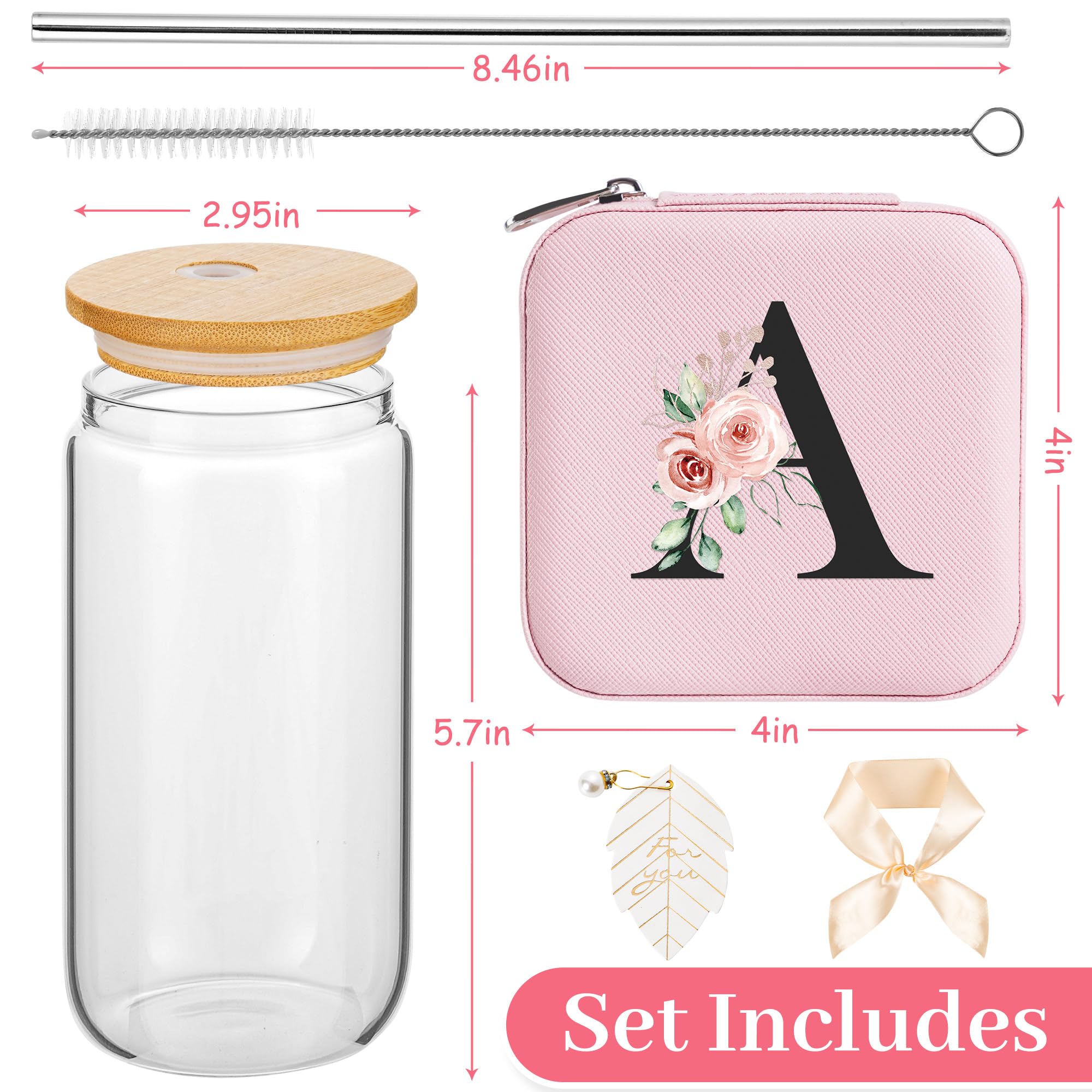 AYGXU Initia joyero de viaje con inicial rosa y girasol, regalo exclusivo