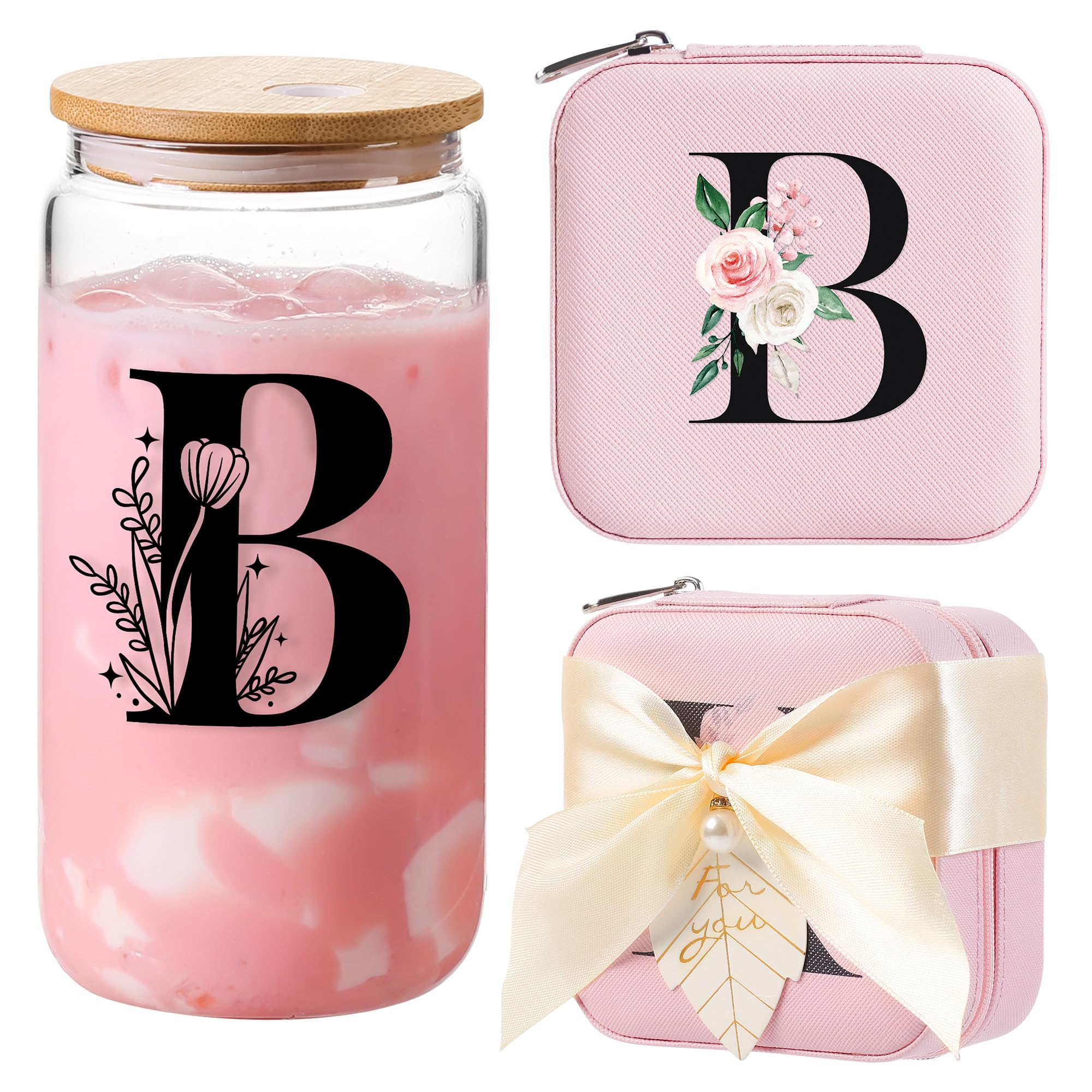 AYGXU joyero inicial con vaso bambú: almacenamiento seguro para joyas y bebidas