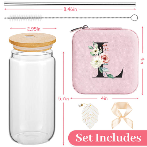 AYGXU vaso de vidrio borosilicato con tapa de bambú y pajilla acero inoxidable, ideal para bebidas