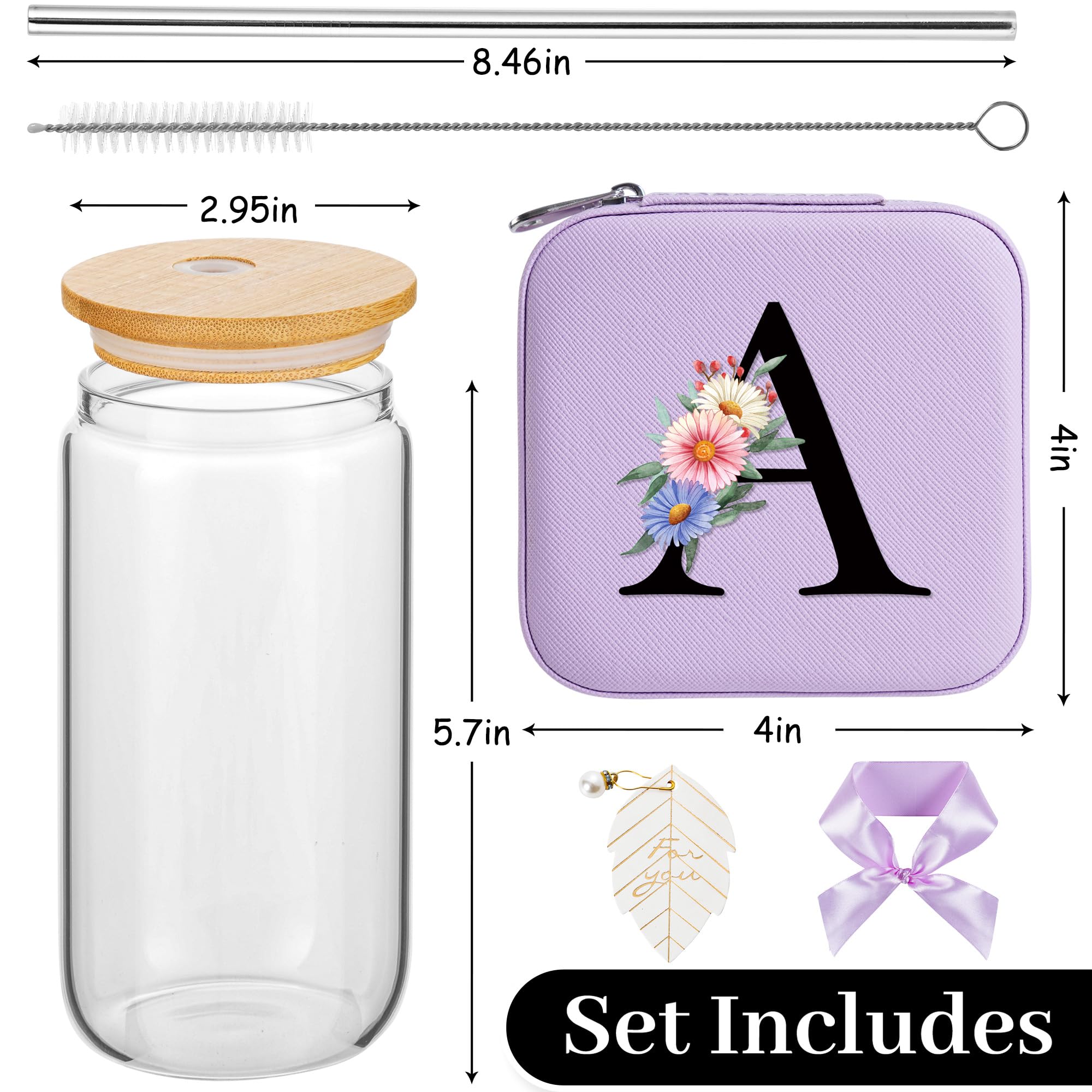 AYGXU vaso de cristal 16 oz con tapa de bambú y pajilla limpia