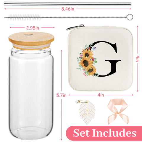 AYGXU vaso cristal 16 onzas con tapa de bambú, ideal para bebidas.
