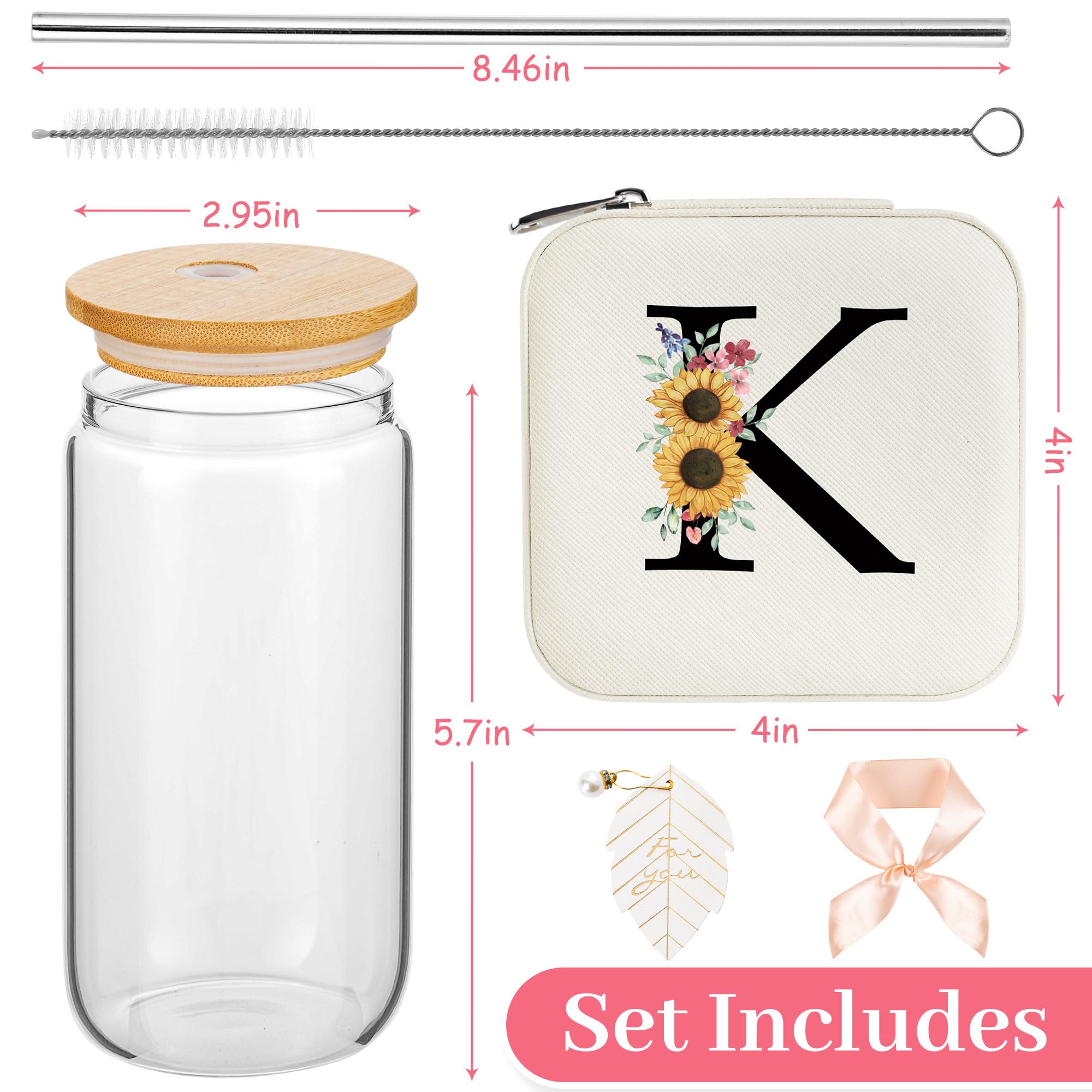 AYGXU vaso de cristal de 473 ml con tapa de bambú, ideal para té o agua.