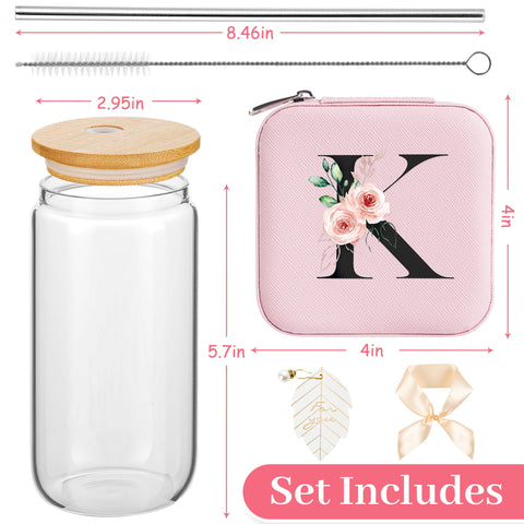 AYGXU vaso cristal tapa bambu pajilla, ideal para bebidas seguras en casa o viaje.