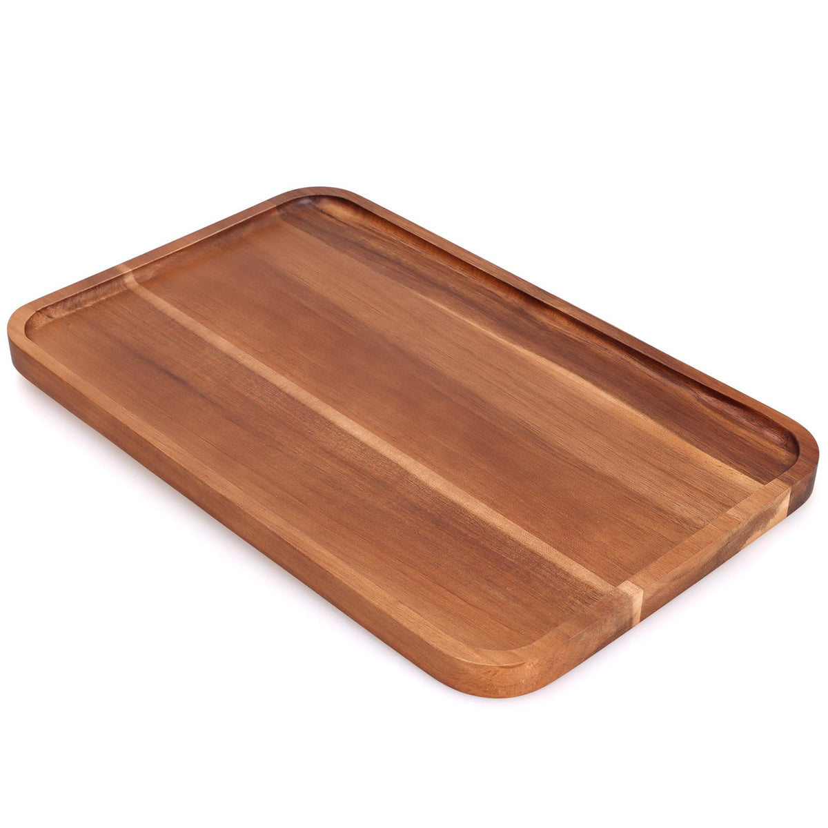 Bandeja rectangular Ayiaren de acacia para servir aperitivos y charcutería.