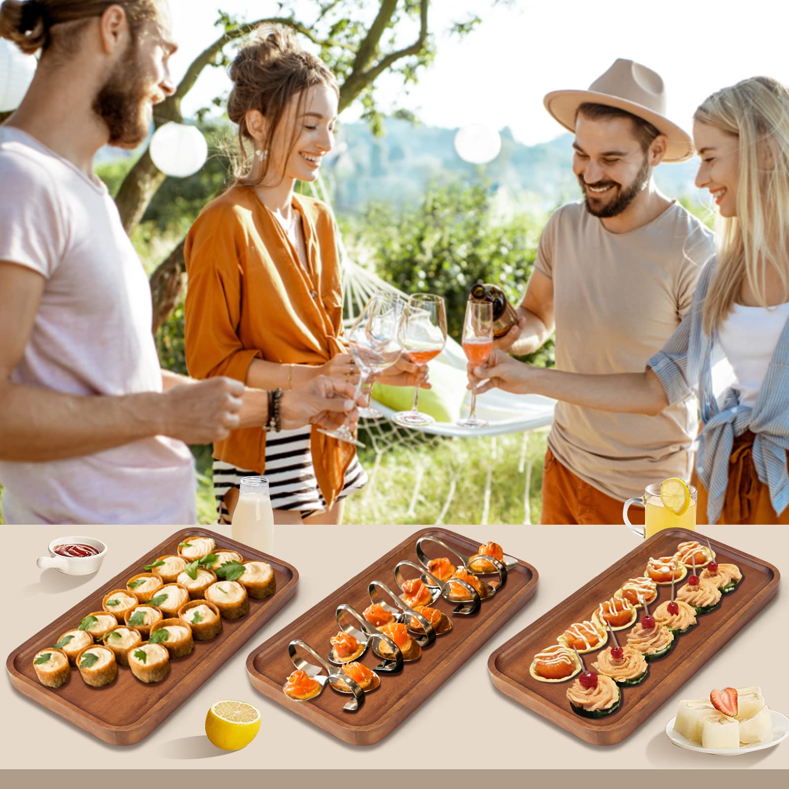 Bandeja para servir frutas Ayiaren en acacia, apta para cualquier ocasión.