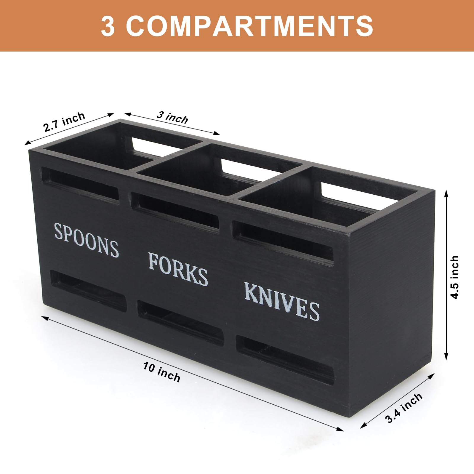 Ayiaren caddy con símbolos simples para identificar cubiertos sin tocar.