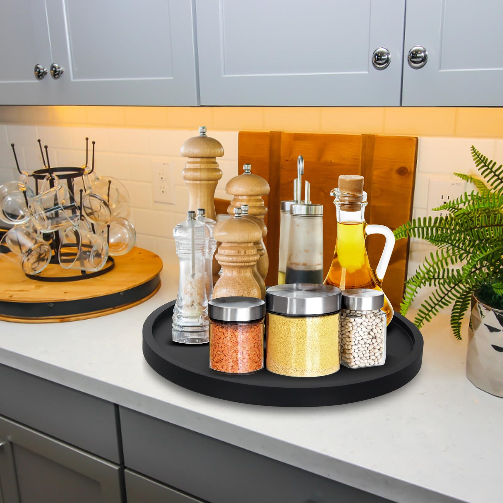 Ayiaren Lazy Susan maquillaje, placa rotatoria para organizar cosméticos de uso diario.