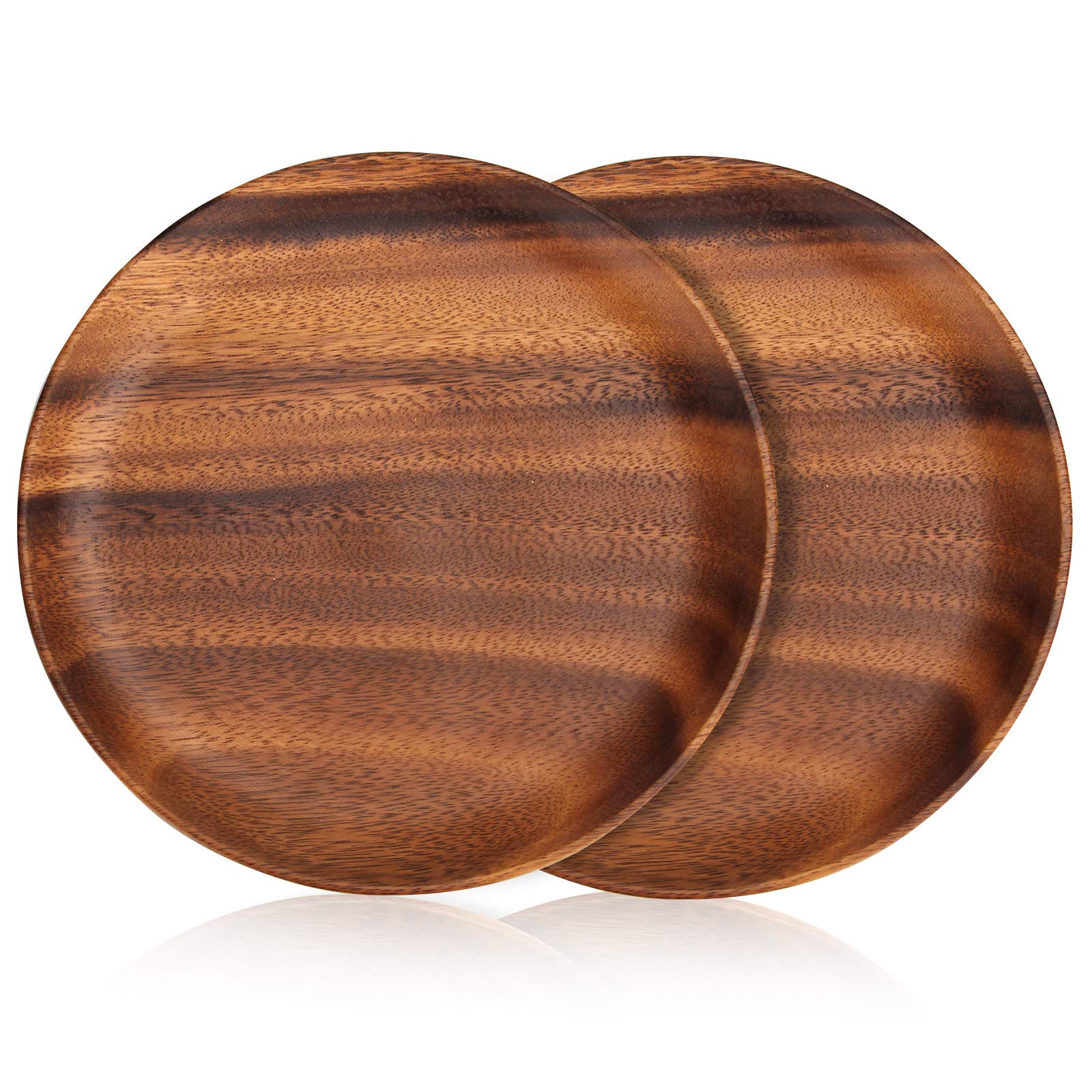 Ayiaren platos de acacia de 10 pulgadas, ideales para desayunos y presentaciones.
