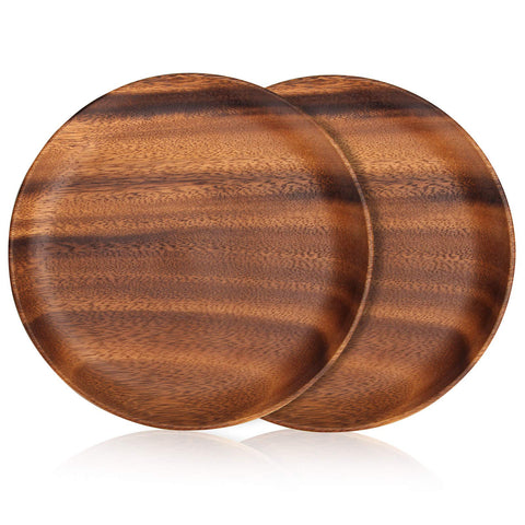 Ayiaren platos de acacia de 10 pulgadas, ideales para desayunos y presentaciones.