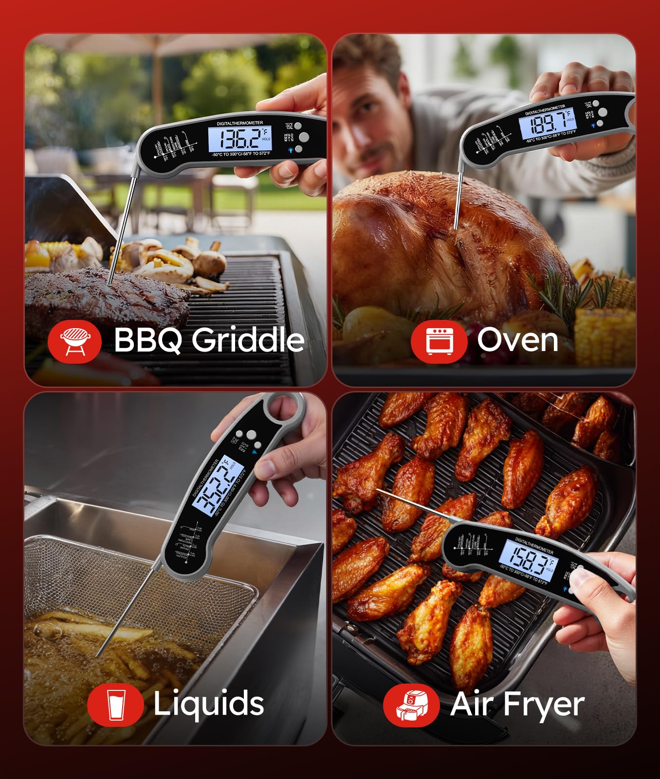 Regalo práctico AYMDKI: termómetro de cocina para barbacoa y cocina.