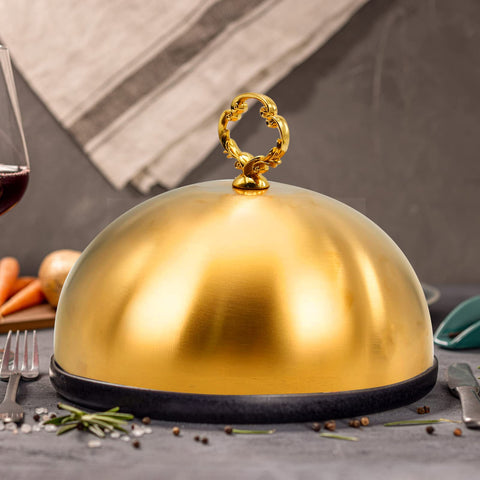 aynaxcol domo de alimentos oro, perfecto para eventos y banquetes.