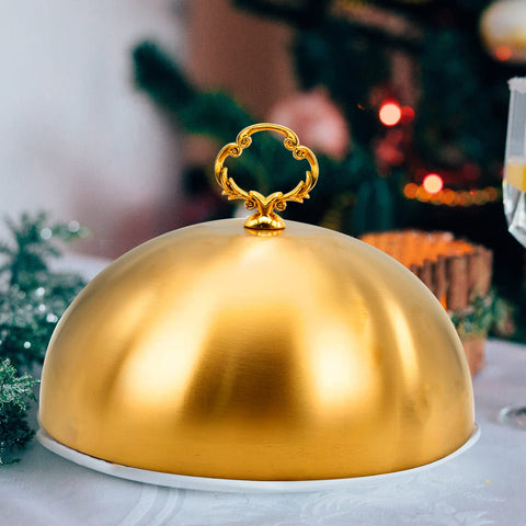 aynaxcol domo de alimentos oro, ideal para servir platos en mesa.