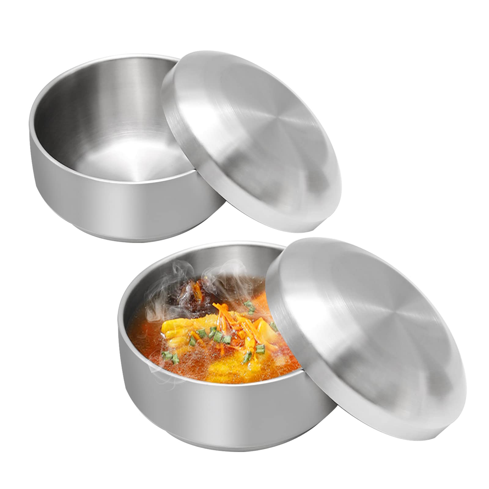 Aynaxcol tazón con tapa de acero inoxidable mantiene el arroz caliente