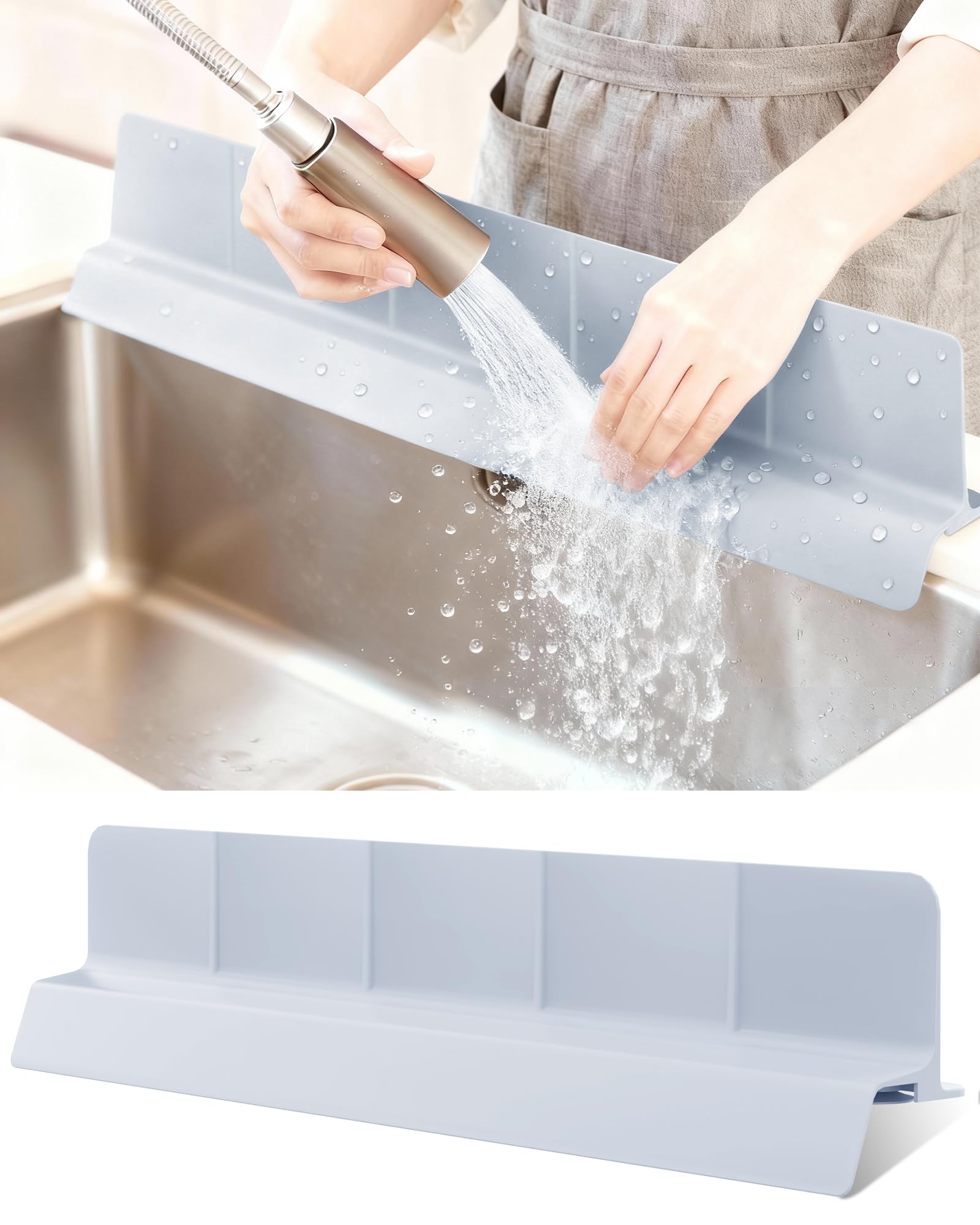 AyNirser protector salpicaduras para fregadero 23 pulgadas, evita salpicaduras y mantiene la encimera seca.