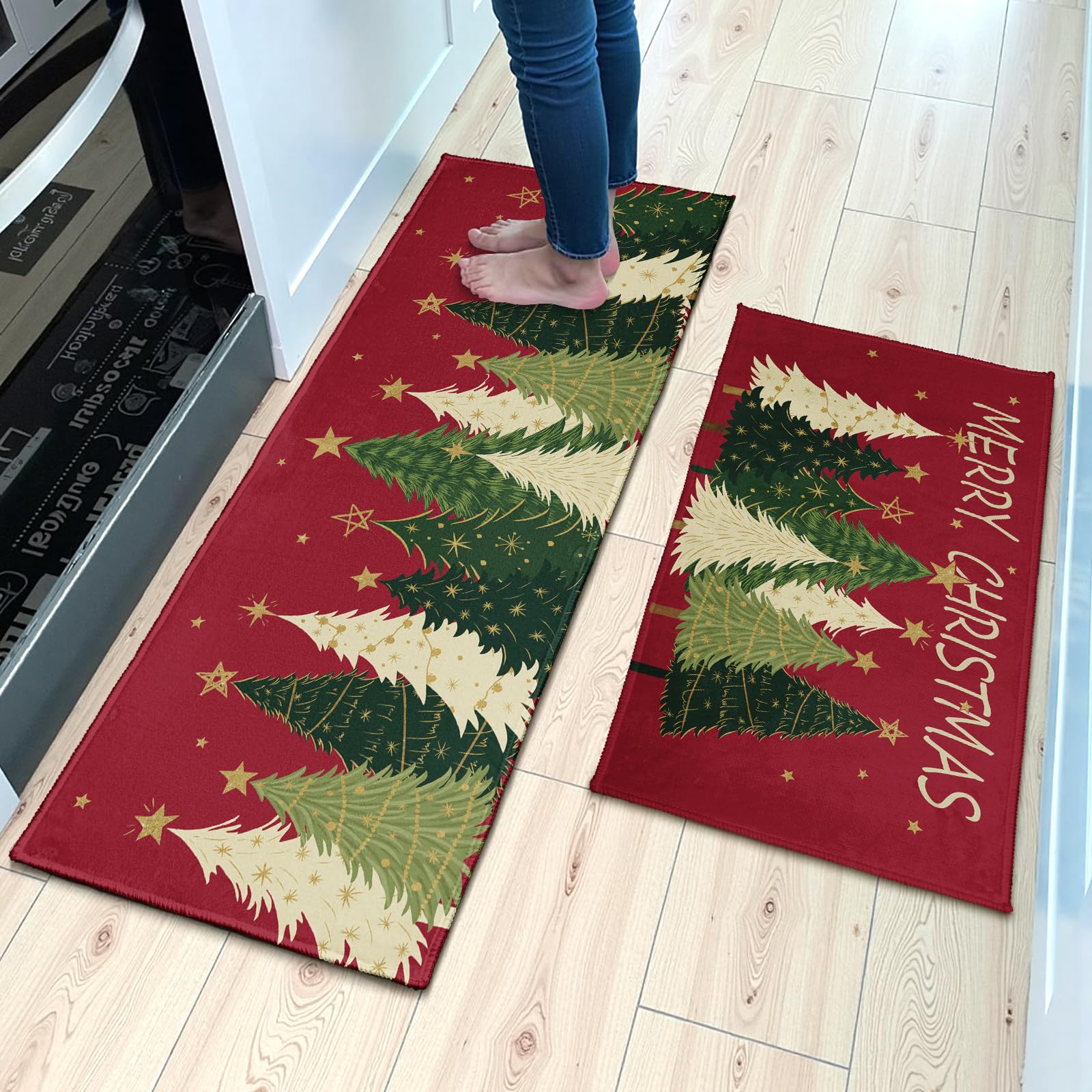 Alfombra Aytipun navidad con estrella, antideslizante para seguridad