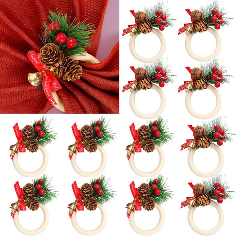 Ayuanb anillos para servilletas con conos de pino, ideal para mesas festivas