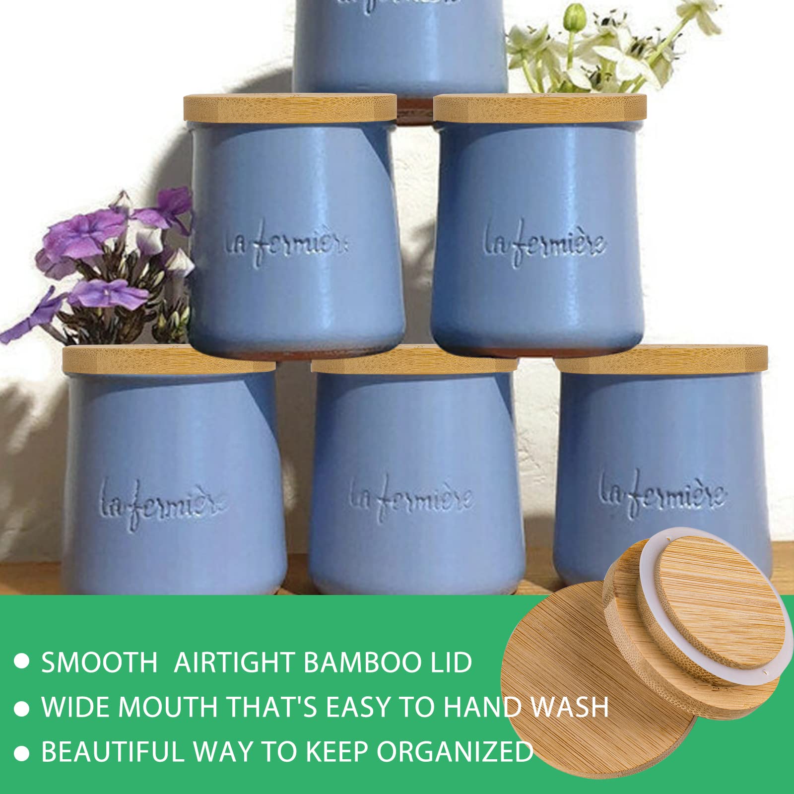 Tapa de bambu AYUSEB para tarros La Fermiere uso en despensa