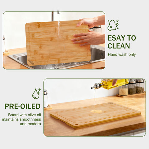Tabla de corte Azaeahom bambú con hueco para colgar, almacenamiento práctico.
