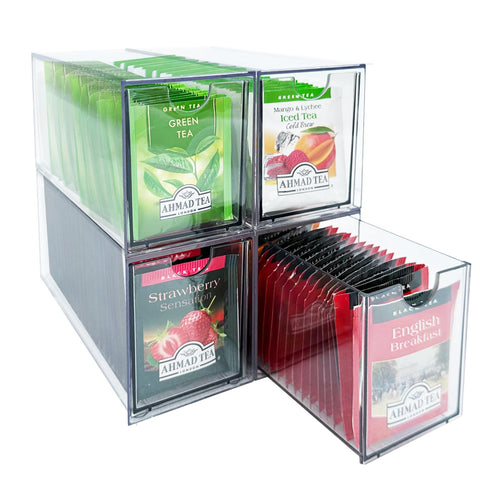 AZEZO organizador de cajones para bolsitas de té, acceso rápido y visión clara