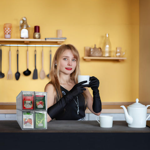 AZEZO cajones transparentes para té, solución apilable que facilita la despensa