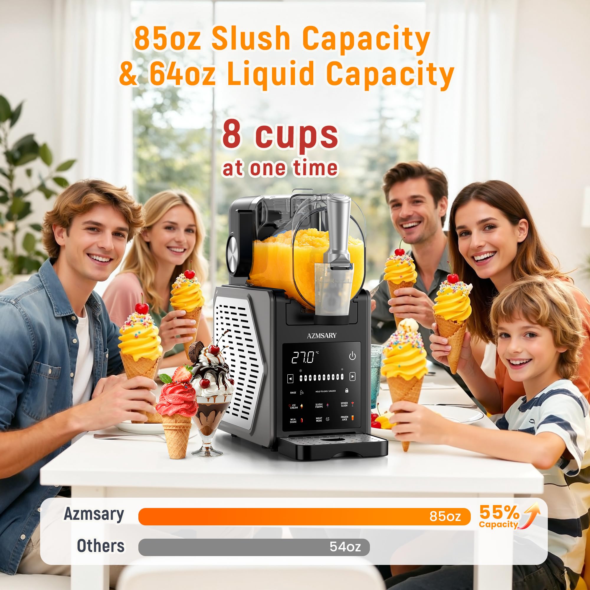 Azmsary Capacidad 85oz, ideal para familias y fiestas