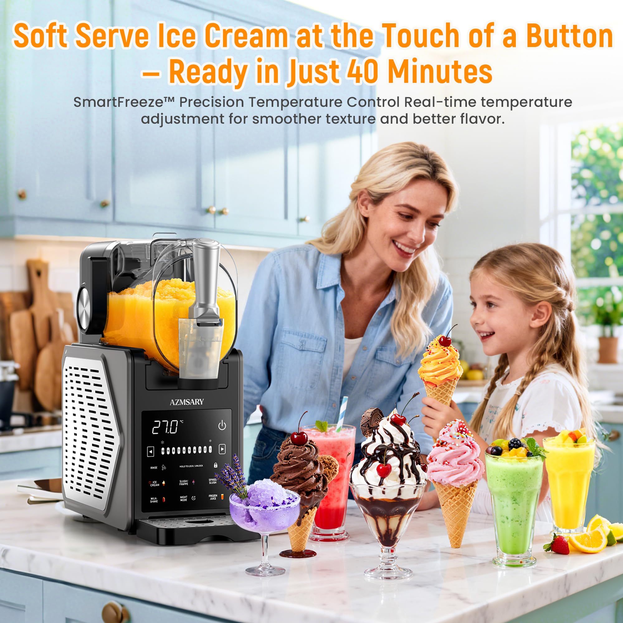 Azmsary Helados cremosos 85oz, resultado cremoso para casa