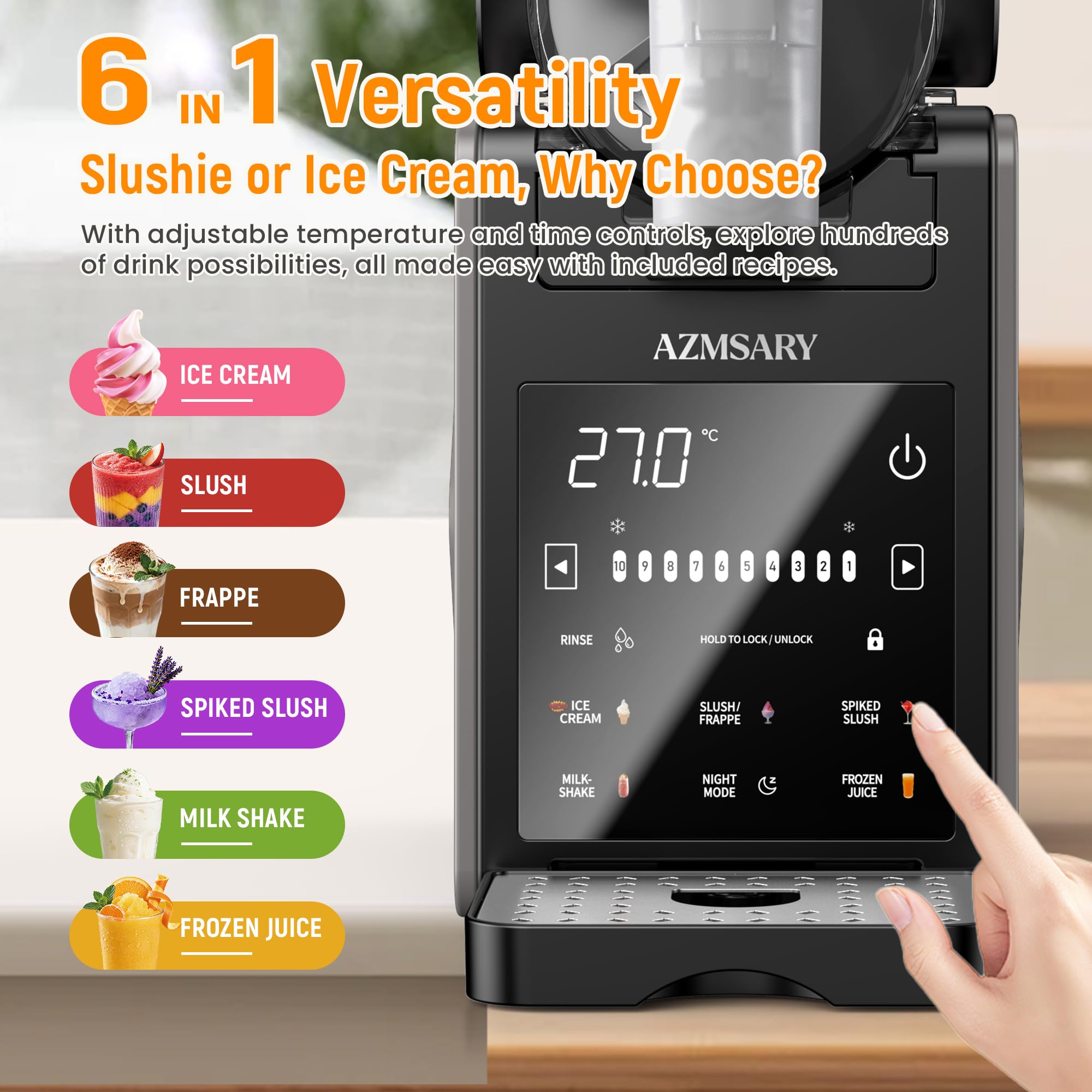 Azmsary Maquina 6 programas preconfigurados, versatilidad en bebidas