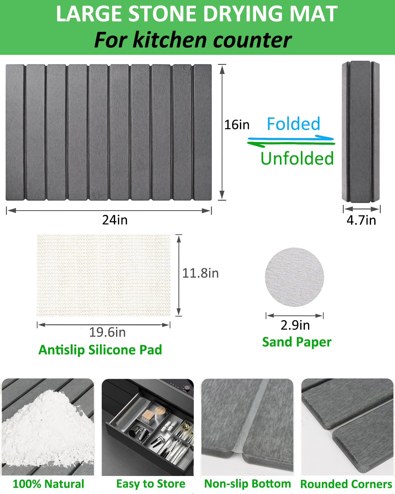 Azorteja Alfombrilla para platos secos sobre superficie estable