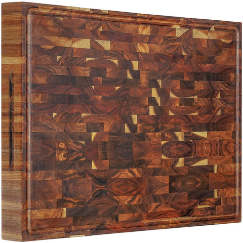 AZRHOM tabla de corte con grano final de acacia 60x46x5 cm, duradera.