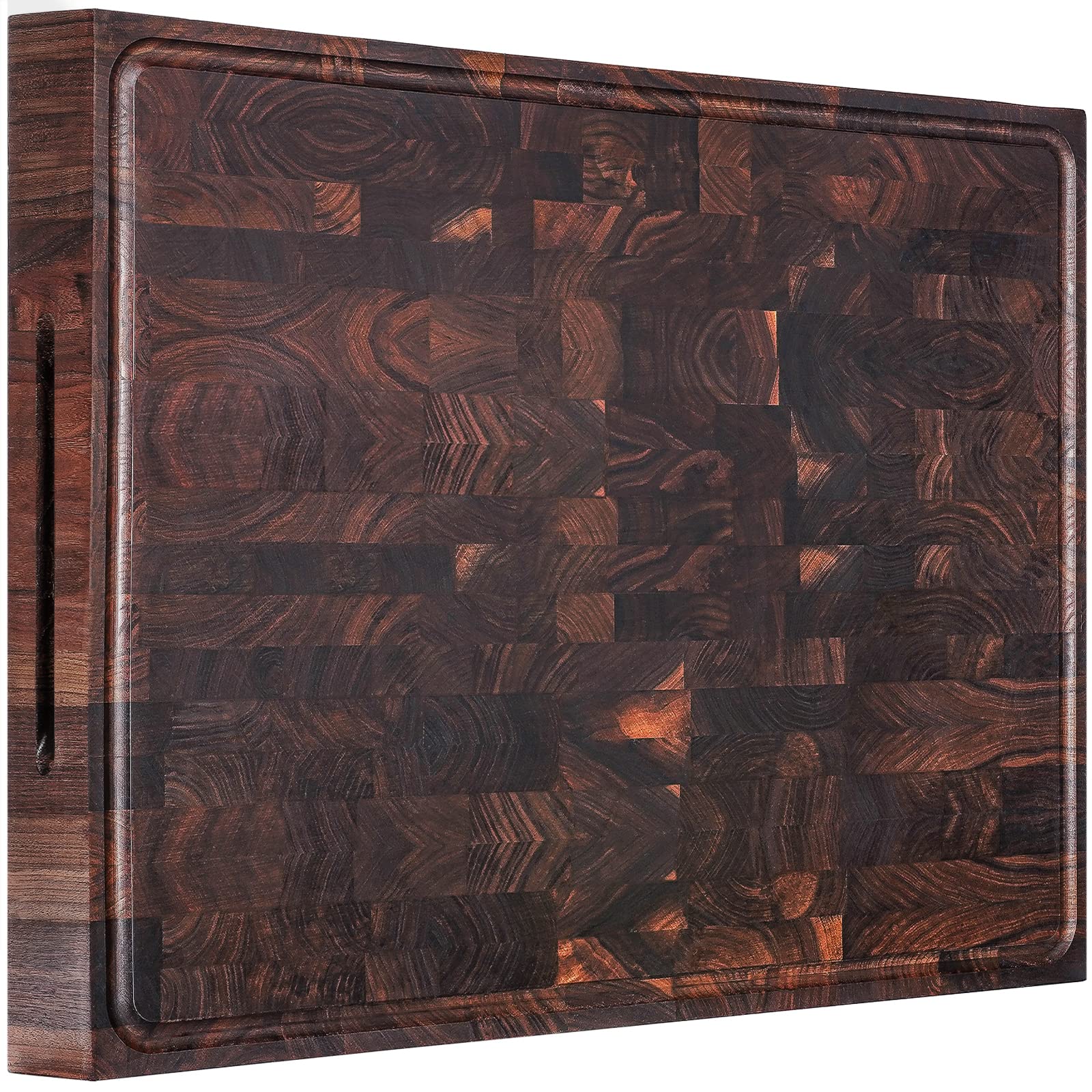 AZRHOM tabla de corte madera nuez, borde extragrande para porciones grandes.