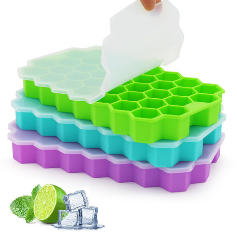 Bandejas Azyh de 37 cavidades con tapa para hielo, ideal para ahorrar tiempo.
